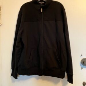 Michael Kors Men's Black Zip-Up Fleece Sweater